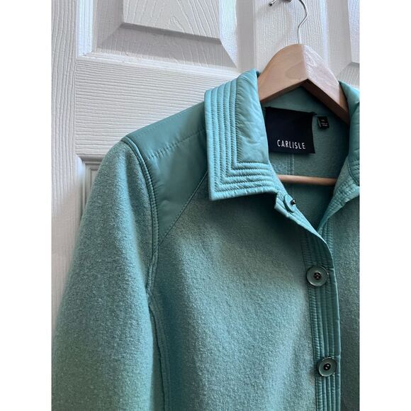 Carlisle Wool Blend Mixed Media Jacket Size 10 Medium Seafoam Color - Picture 5 of 11
